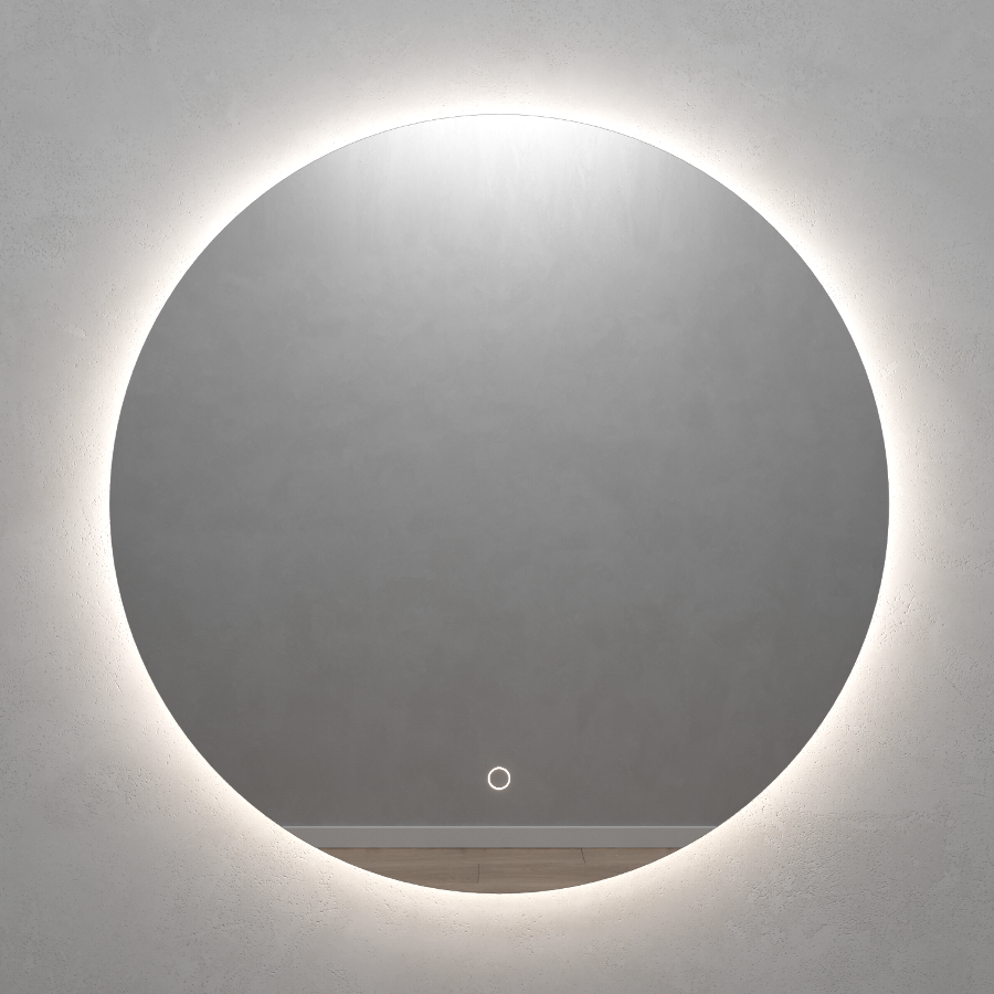 Круглое зеркало 100х100 см, с нейтральной подсветкой, с сенсорной кнопкой